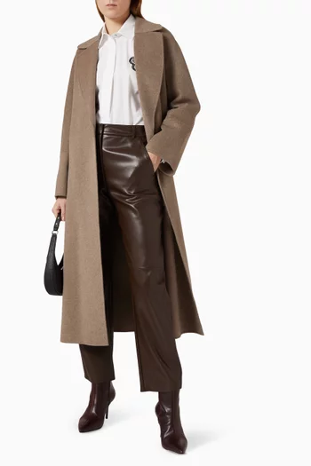 Barrel-leg Pants in Faux-leather