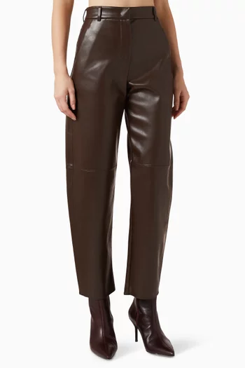 Barrel-leg Pants in Faux-leather