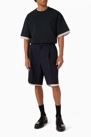 Striped-cuff T-shirt in Cotton