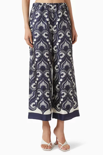 Ottico Printed Pants in Silk-twill