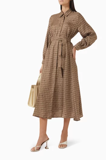 Belted Shirtdress in Silk