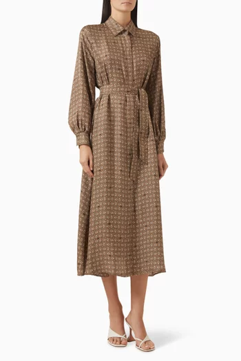 Belted Shirtdress in Silk