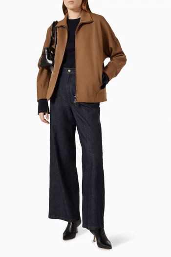 High-neck Boxy Jacket in Scuba-jersey