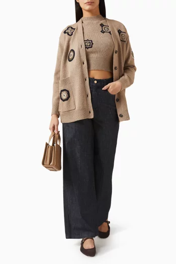 Embellished Crop Sweater in Cashmere-wool