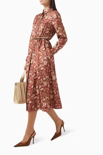 Belted Shirtdress in Silk Twill