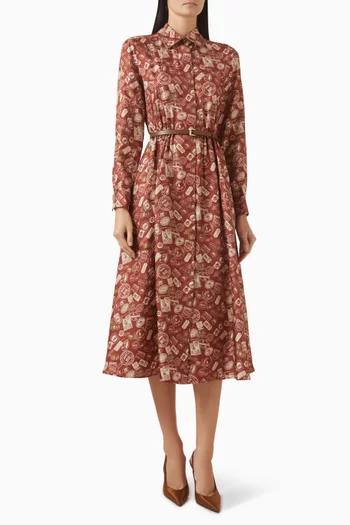 Belted Shirtdress in Silk Twill
