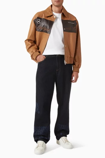 جاكيت 501 بشعار الماركة جلد