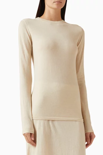 بلوزة بفتحة رقبة مستديرة منسوجة من كشمير