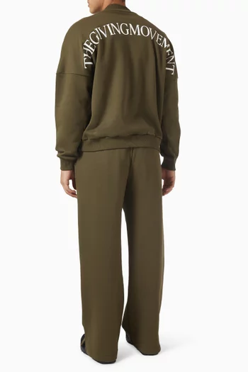 سويت شيرت فضفاض بياقة عالية وطبعة مقوسة