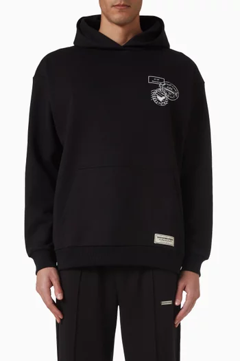 كنزة بغطاء رأس فضفاضة بطبعة UAE صوف قطني