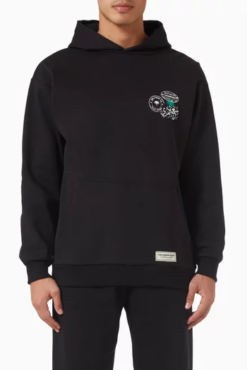 كنزة بغطاء رأس بقصة فضفاضة وطبعة Saudi Arabia قطن