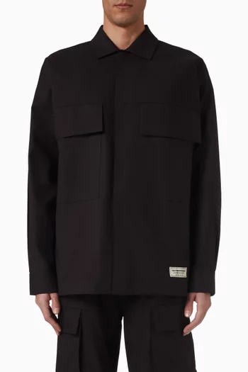 قميص بنمط جاكيت فضفاض قماش منسوج بارز