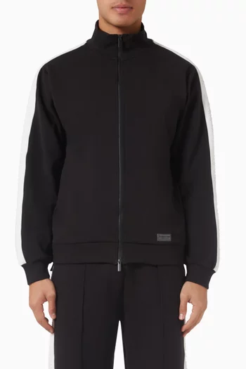 جاكيت مقسم بأجزاء بلون مغاير مزيج قطن عضوي بارز الملمس 