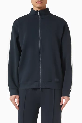 جاكيت مقسم بأجزاء بلون مغاير مزيج قطن عضوي بارز الملمس