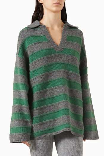 Dume Stripe Rugby Sweater in Cashmere