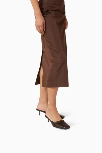 حذاء بيليه مفتوح من الخلف بكعب 35 مم جلد