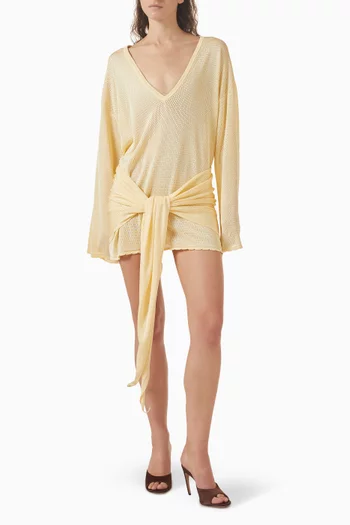 فستان قصير بعقدة فيسكوز