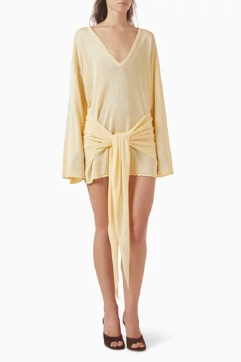 فستان قصير بعقدة فيسكوز