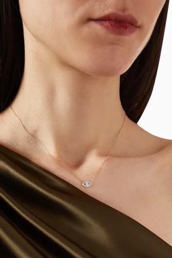 قلادة بدلاية عين الحسود مرصعة بالماس ذهب أصفر عيار 14