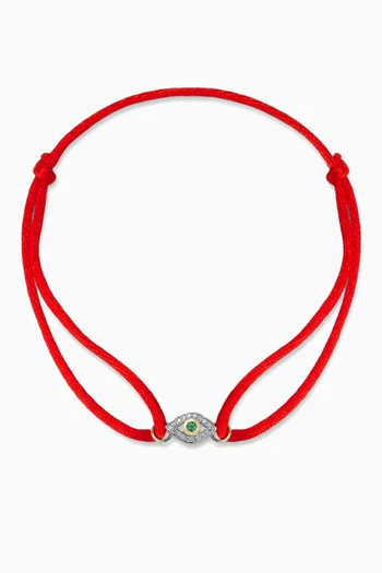 سوار بتصميم حبل بحلية عين الحسود مرصعة بالزمرد ذهب عيار 14