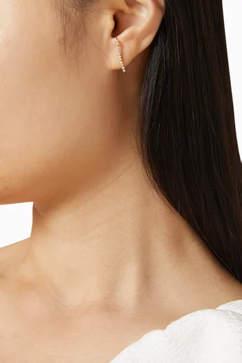 أقراط ذا ليتل ثينغز لأعلى الأذن مرصعة بماس ولؤلؤ ذهب عيار 14‏