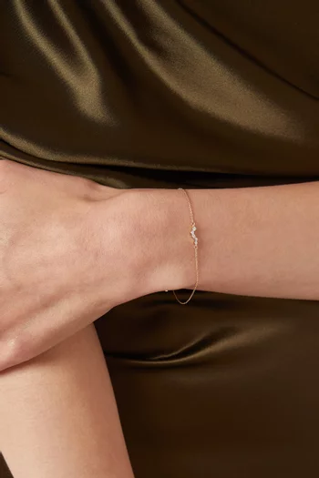 سوار ميني بحلي مستديرة بتصميم مموج مرصعة بالماس ذهب عيار 14