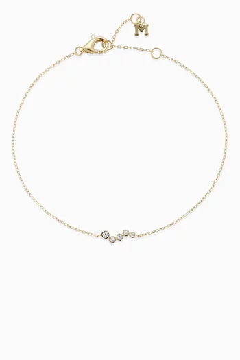 سوار ميني بحلي مستديرة بتصميم مموج مرصعة بالماس ذهب عيار 14