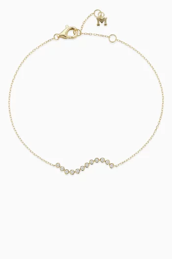 سوار بحلي مستديرة بتصميم مموج مرصعة بالماس ذهب عيار 14