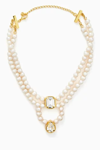 Adrienne Pearl Choker Necklace in 24kt Gold-plated Brass