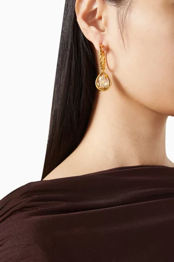 Claude Crystal Huggie Earrings in 24kt Gold-plated Brass