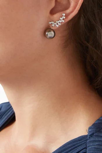 Nuit Etoilee Pearl & Diamiond Earrings in 18kt Gold