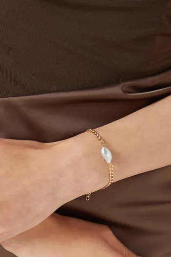 سوار بحلقات مزين بلؤلؤ أكيلا ذهب أصفر عيار 18