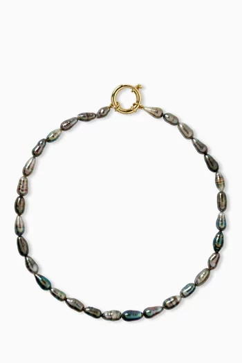 قلادة رقبة مزينة باللؤلؤ ذهب أصفر عيار 18‏