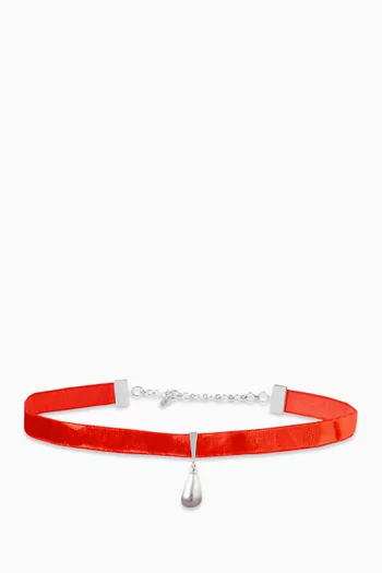 قلادة رقبة مزينة بلؤلؤ كيشي على شكل قطرة مخمل