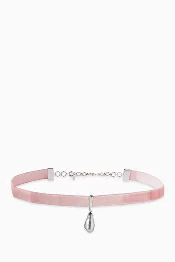 قلادة رقبة مزينة بلؤلؤ كيشي على شكل قطرة مخمل