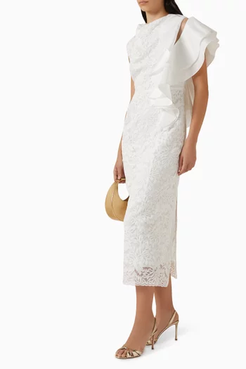 Ruffled V-back Dress in Lace