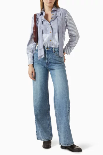 بنطال جينز سامويل بقصة ساق مستقيمة دينم باهت