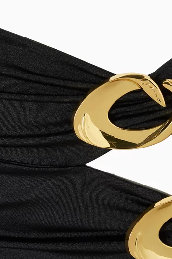 قطعة بيكيني علوية آيل بأربطة حول الرقبة وحلقة دائرية