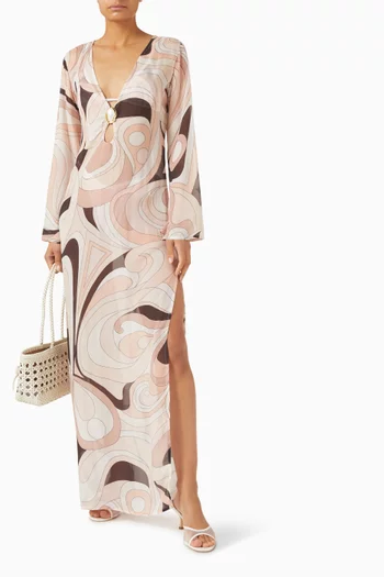 فستان هوت لاين طويل مرصع بحجر القمر