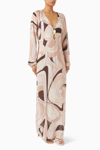 فستان هوت لاين طويل مرصع بحجر القمر