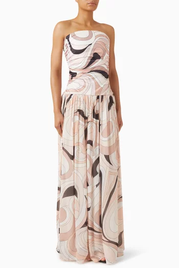 Mode Printed Maxi Dress in Viscose