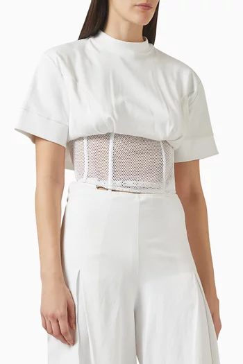 تي شيرت بتصميم مشد شبكي مقسم لأجزاء