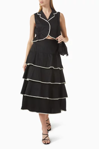 بلوزة مزينة بتطريزات بالخرز قطن