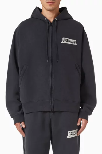 Masking Tape Oversized Zip-up Hoodie in Dry Fleece