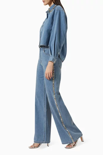 بنطال جينز كاليكس مطرز بأحجار الراين دينم