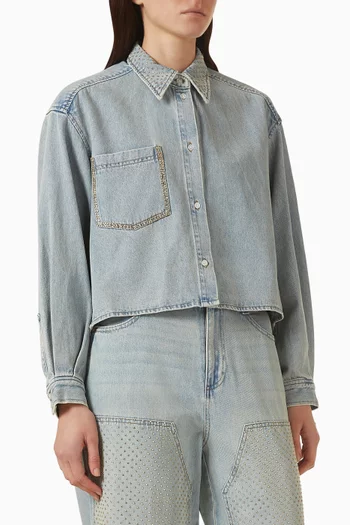 Lady Rhinestone Crop Shirt