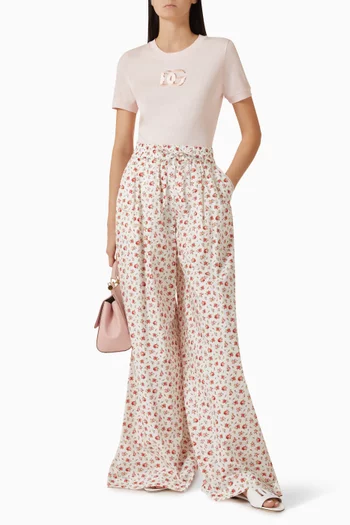 Small Rose-print Pants in Cotton-poplin