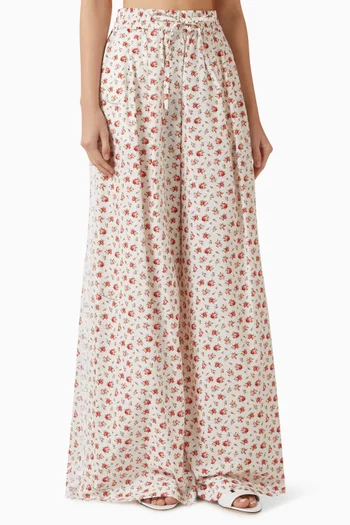 Small Rose-print Pants in Cotton-poplin