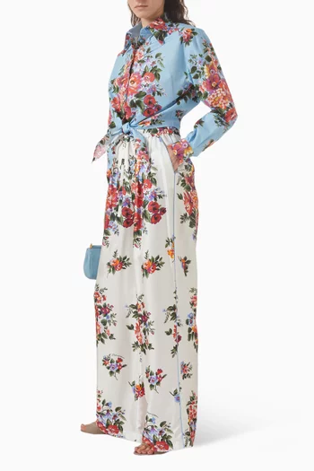 بنطال بنقشة زهور قطن