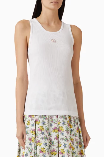 بلوزة بلا أكمام بشعار الماركة مطرز بأحجار الراين جيرسيه